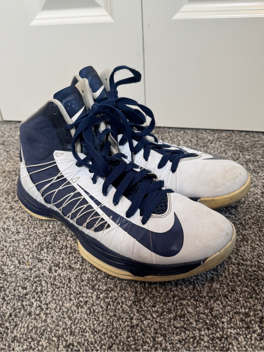 Nike Hyperdunk 2012 White Navy Basketball Shoes Womens 10.5 553204-991